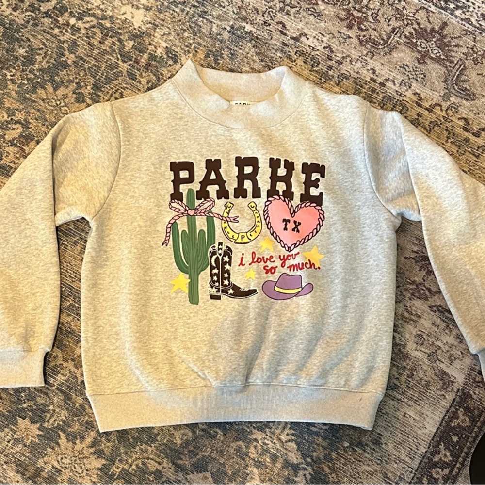 Parke Texas Graphic Mockneck Sweatshirt size S/M-NWOT